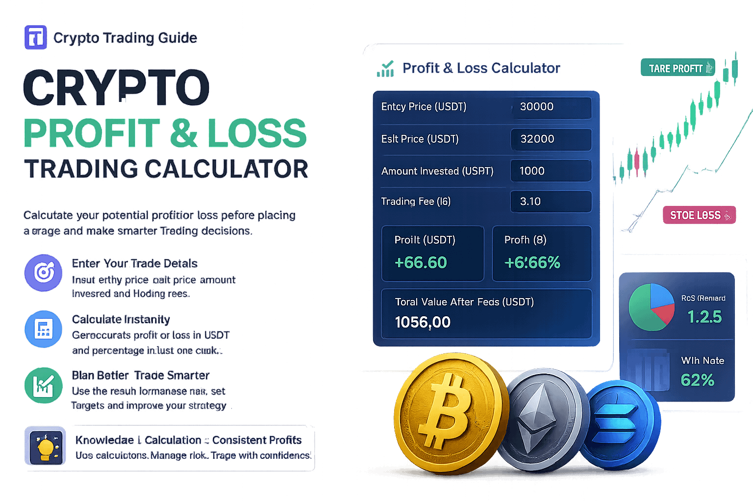 Crypto profit and loss trading calculator with Bitcoin and Ethereum trading example